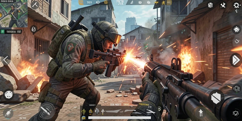 Screenshot gameplay FPS 797K yang menegangkan dan penuh aksi.