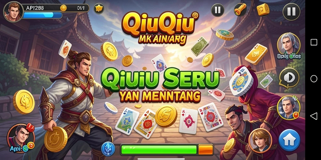 Tampilan seru dari game QiuQiu dengan efek grafis menarik.