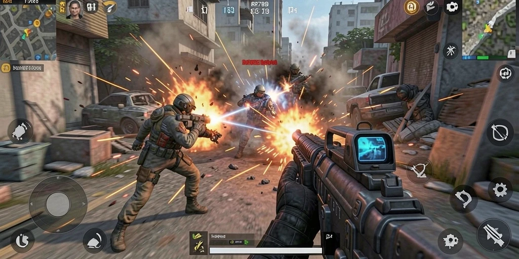 Tampilan gameplay seru dalam pertempuran TPS.
